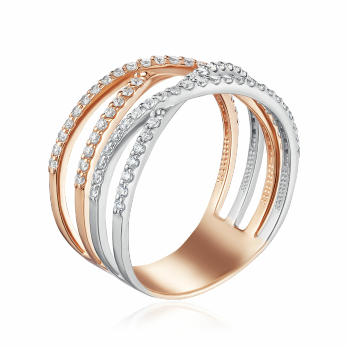 Золотое кольцо с фианитами. Артикул 13643/01/1/1