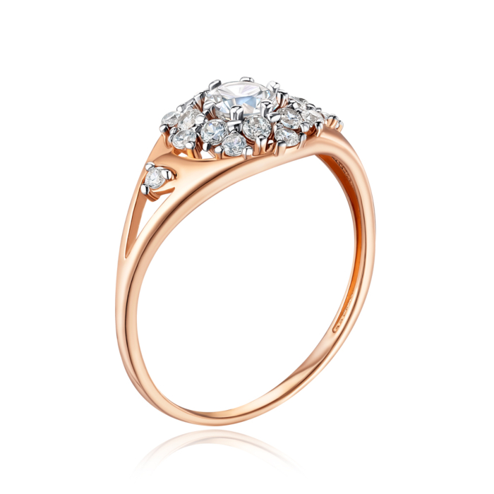 Золота каблучка з фіанітами. Артикул 13650/01/1/2861