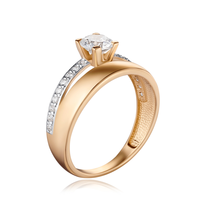 Золота каблучка з фіанітами 13657/01/1/16