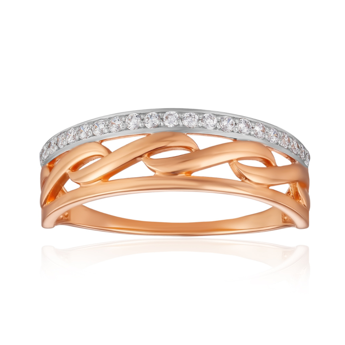 Золота каблучка з фіанітами. Артикул 13658/01/1/13