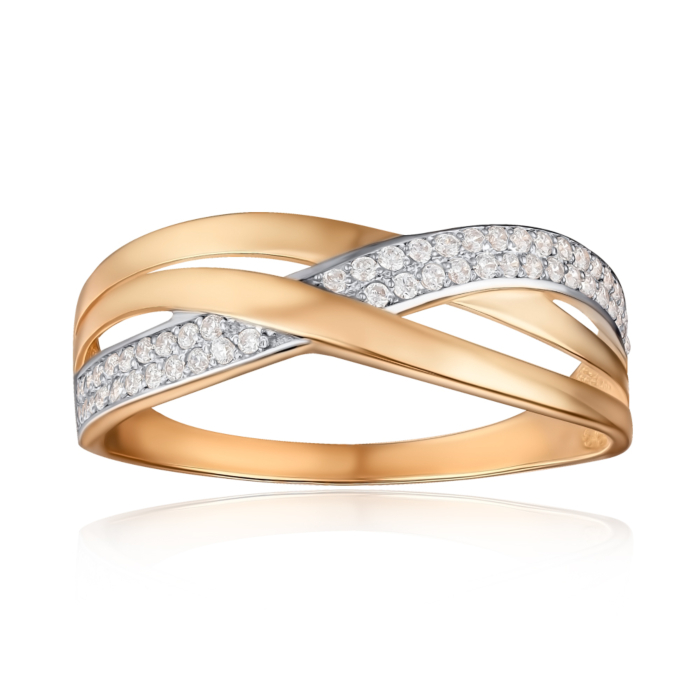 Золота каблучка з фіанітами 13660/01/1/42