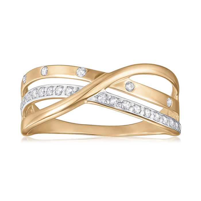 Золотое кольцо с фианитами 13671/01/1/13