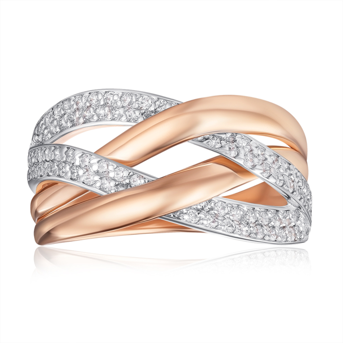 Золотое кольцо с фианитами. Артикул 13672/01/1/42