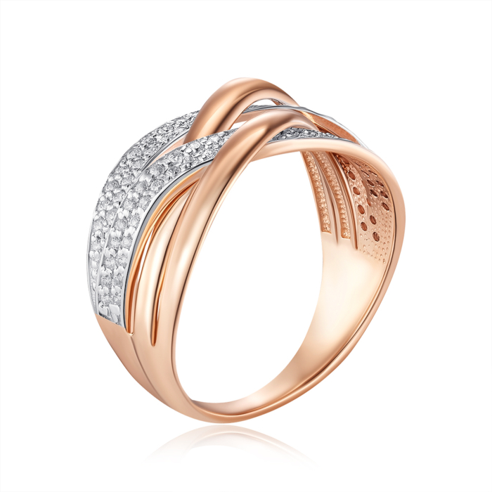 Золотое кольцо с фианитами. Артикул 13672/01/1/42