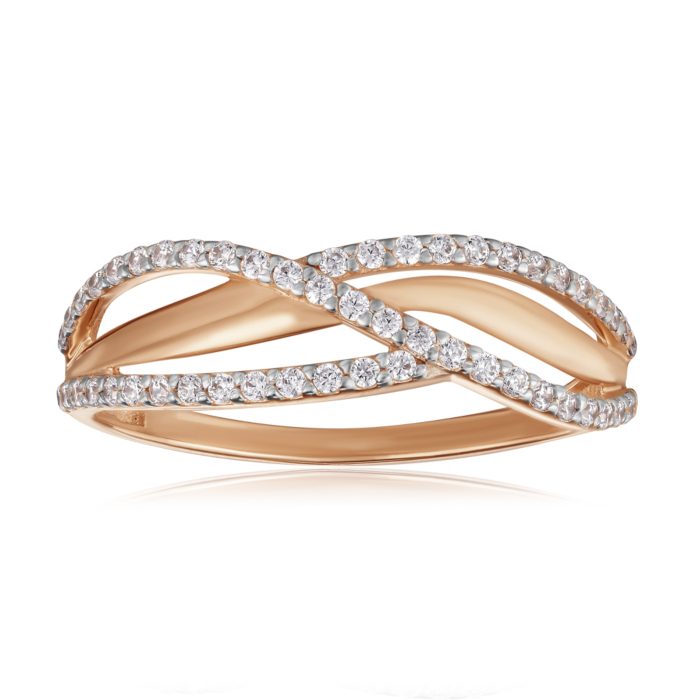 Золотое кольцо с фианитами. Артикул 13675/01/1/1