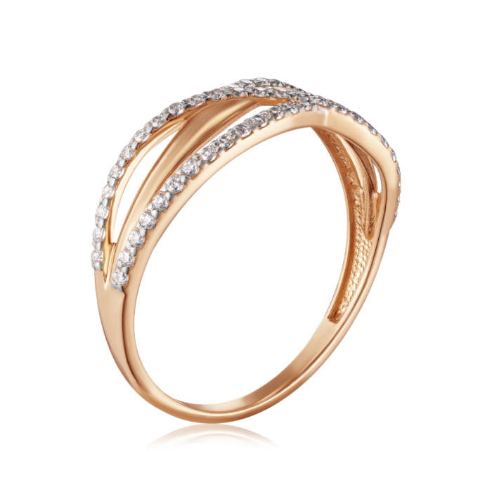 Золотое кольцо с фианитами. Артикул 13675/01/1/1