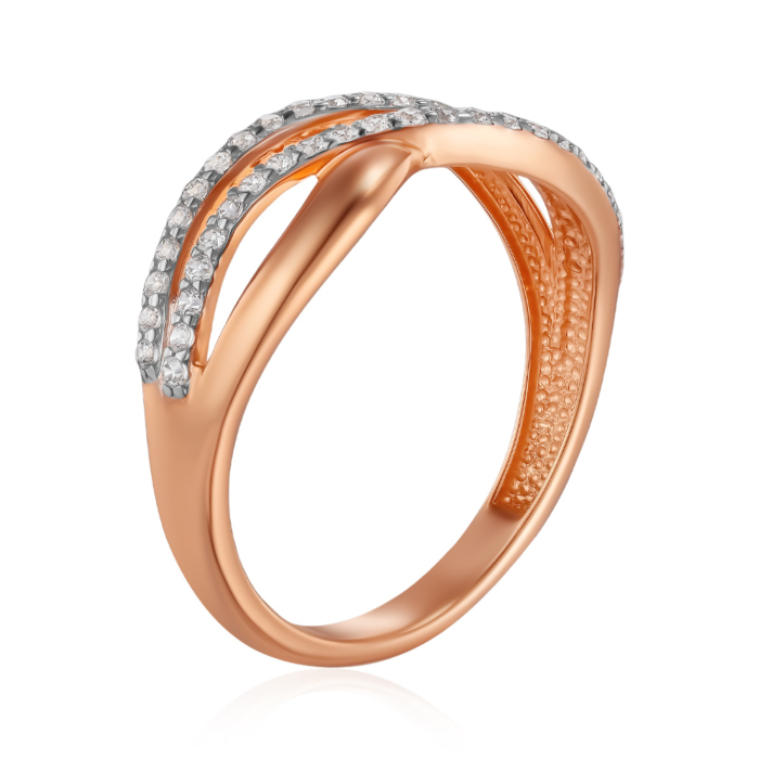 Золотое кольцо с фианитами. Артикул 13676/01/1/1