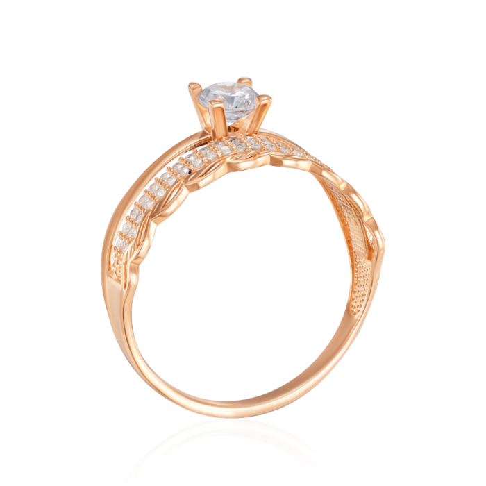 Золотое кольцо с фианитами. Артикул 13695/01/0/145