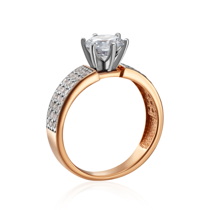 Золотое кольцо с фианитами. Артикул 13699/01/1/427