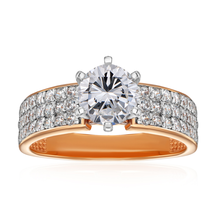 Золотое кольцо с фианитами. Артикул 13699/01/1/427