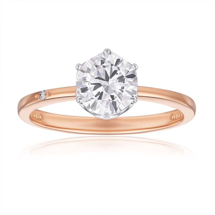 Золота каблучка з фіанітом. Артикул 13704/01/1/114