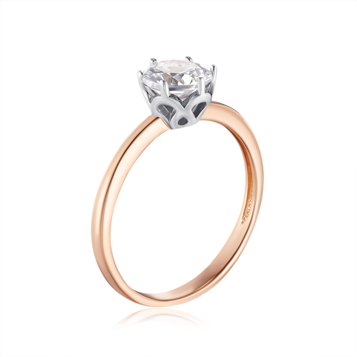 Золота каблучка з фіанітом. Артикул 13704/01/1/114