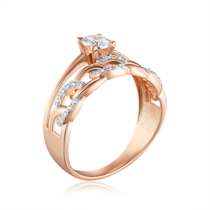 Золотое кольцо с фианитами. Артикул 13732/01/1/145