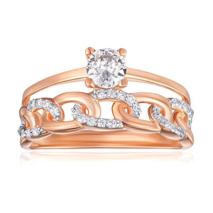 Золотое кольцо с фианитами. Артикул 13732/01/1/145