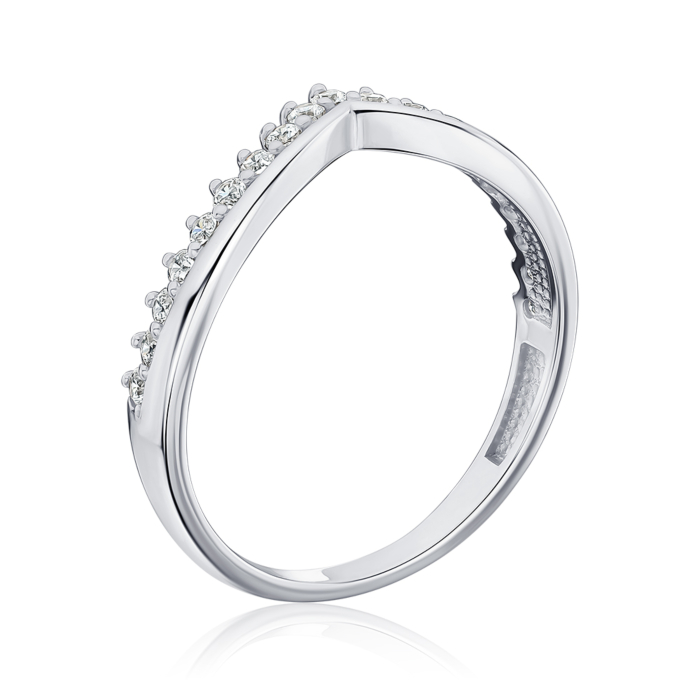 Кольцо из белого золота с фианитами 13736/02/1/3