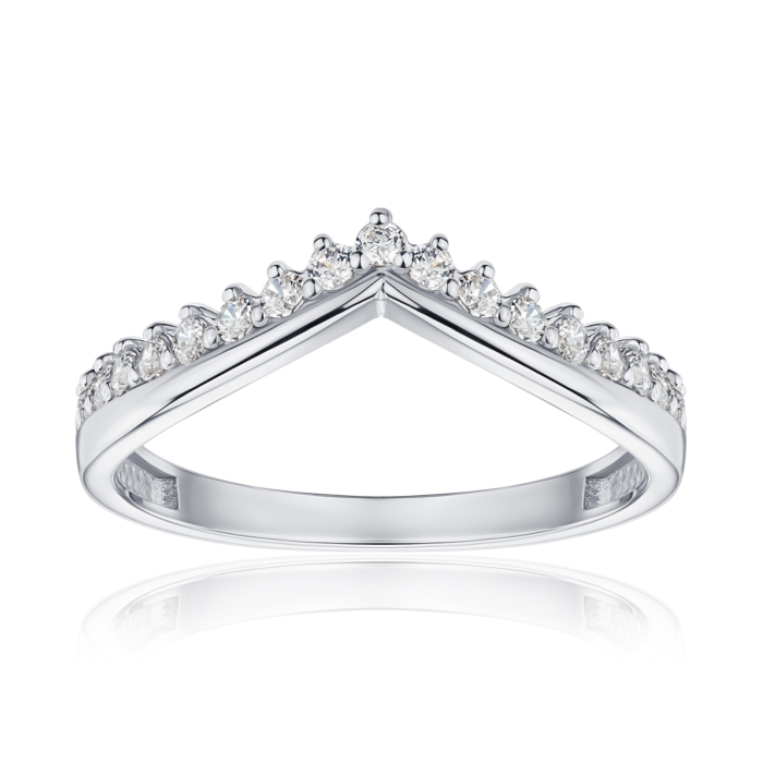 Кольцо из белого золота с фианитами 13736/02/1/3