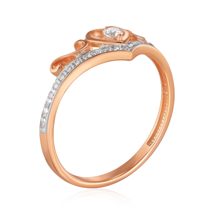 Золотое кольцо с фианитами. Артикул 13739/01/1/30