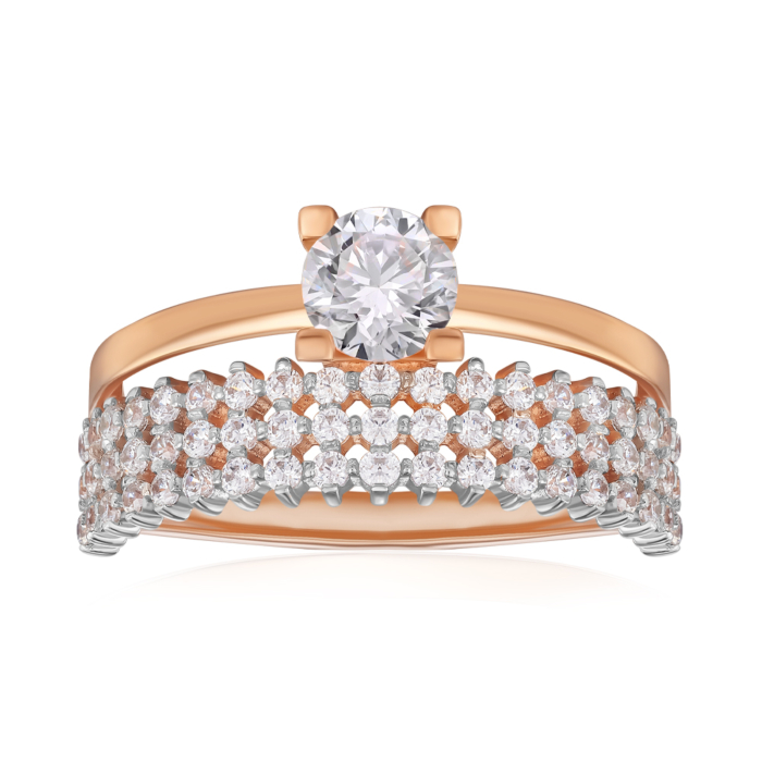 Золотое кольцо с фианитами. Артикул 13742/01/1/16