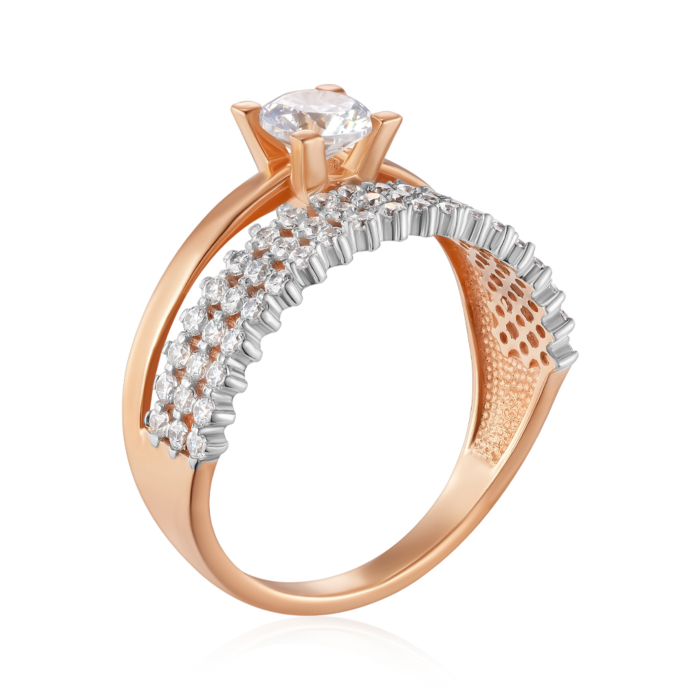 Золотое кольцо с фианитами. Артикул 13742/01/1/16