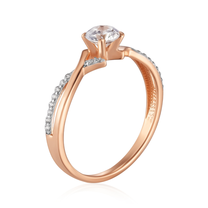 Золотое кольцо с фианитами. Артикул 13751/01/1/15