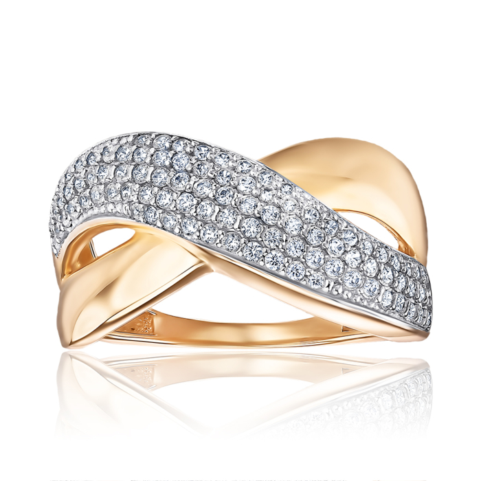 Золотое кольцо с фианитами 13789/01/1/323