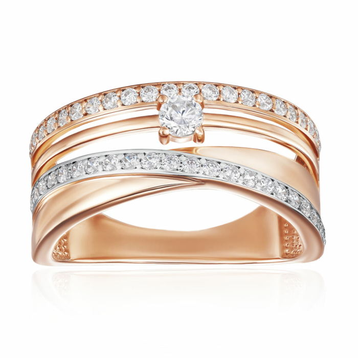 Золота каблучка з фіанітами. Артикул 13794/01/1/176