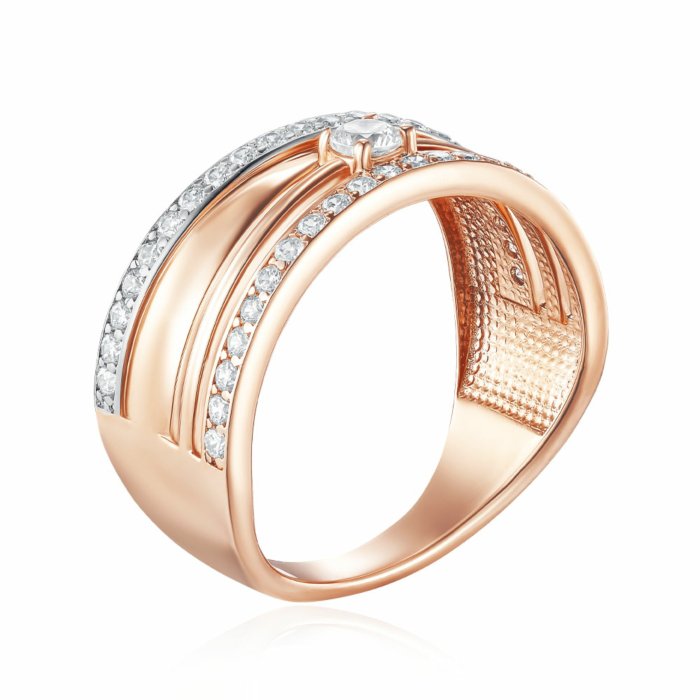 Золота каблучка з фіанітами. Артикул 13794/01/1/176