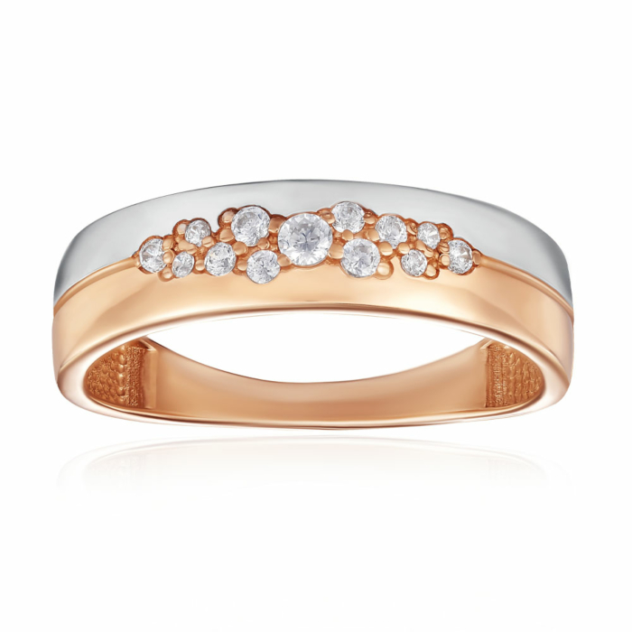 Золота каблучка з фіанітами. Артикул 13799/01/1/364