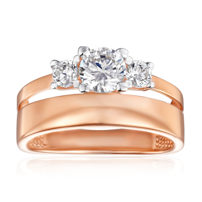 Золотое кольцо с фианитами. Артикул 13808/01/1/529