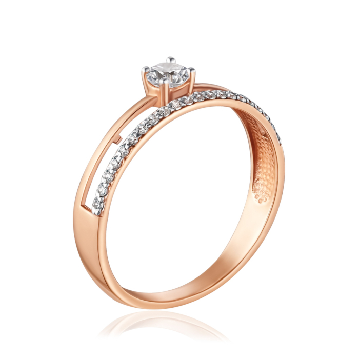 Золотое кольцо с фианитами. Артикул 13825/08/1/142