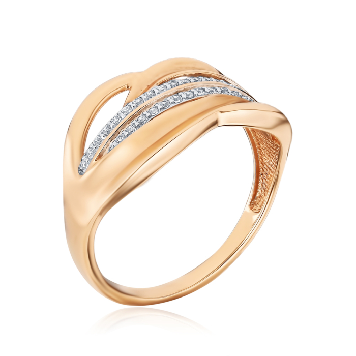 Золота каблучка з фіанітами 13859/01/1/42