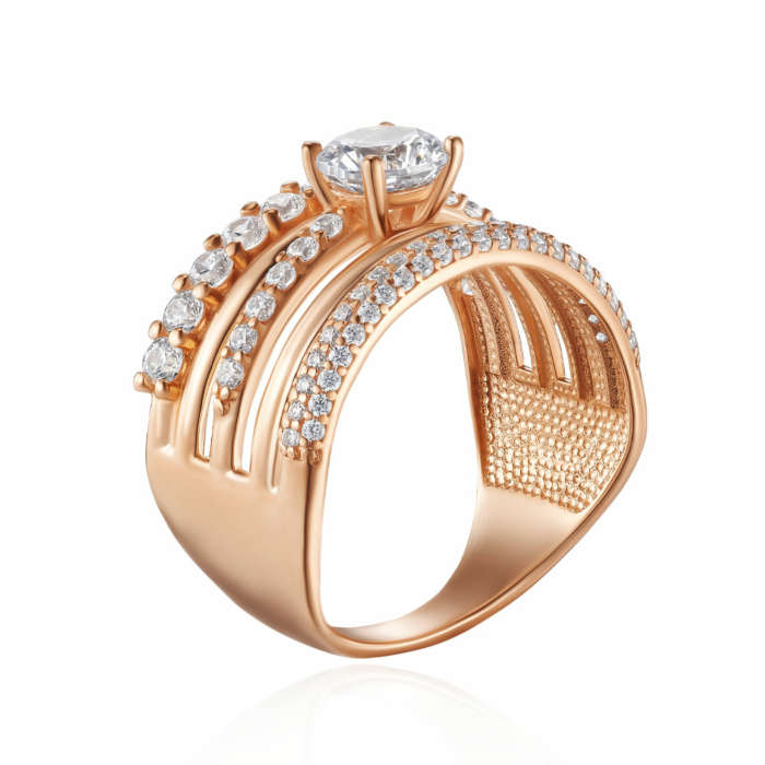 Золотое кольцо с фианитами. Артикул 13864/01/0/3270