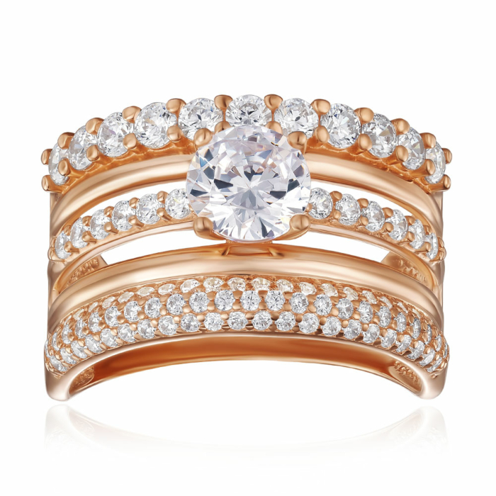 Золотое кольцо с фианитами. Артикул 13864/01/0/3270