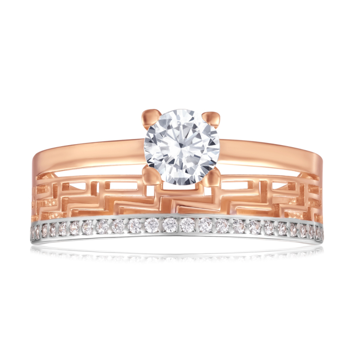 Золота каблучка з фіанітами. Артикул 13872/01/1/15