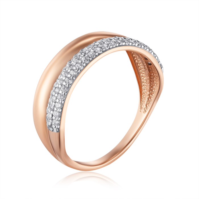 Золотое кольцо с фианитами. Артикул 13879/01/1/1