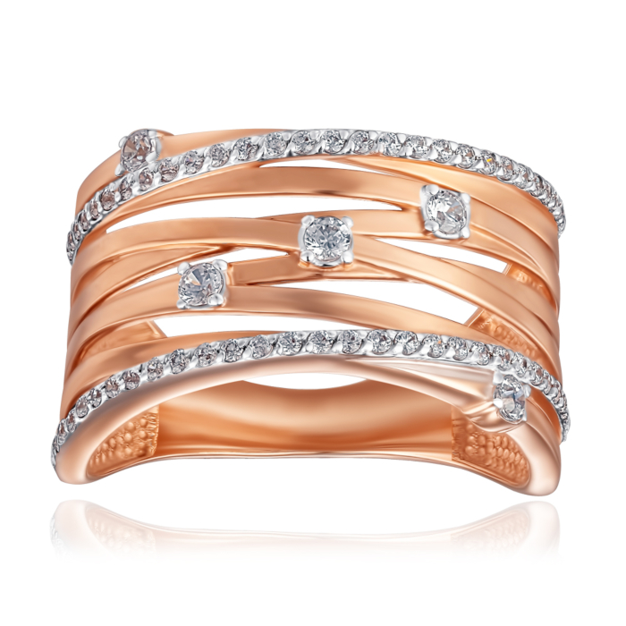 Золотое кольцо с фианитами. Артикул 13903/01/1/774