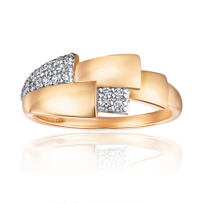 Золотое кольцо с фианитами 13912/01/1/36