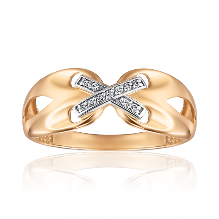 Золота каблучка з фіанітами 13914/01/1/42