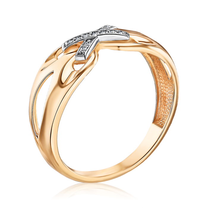 Золота каблучка з фіанітами 13914/01/1/42