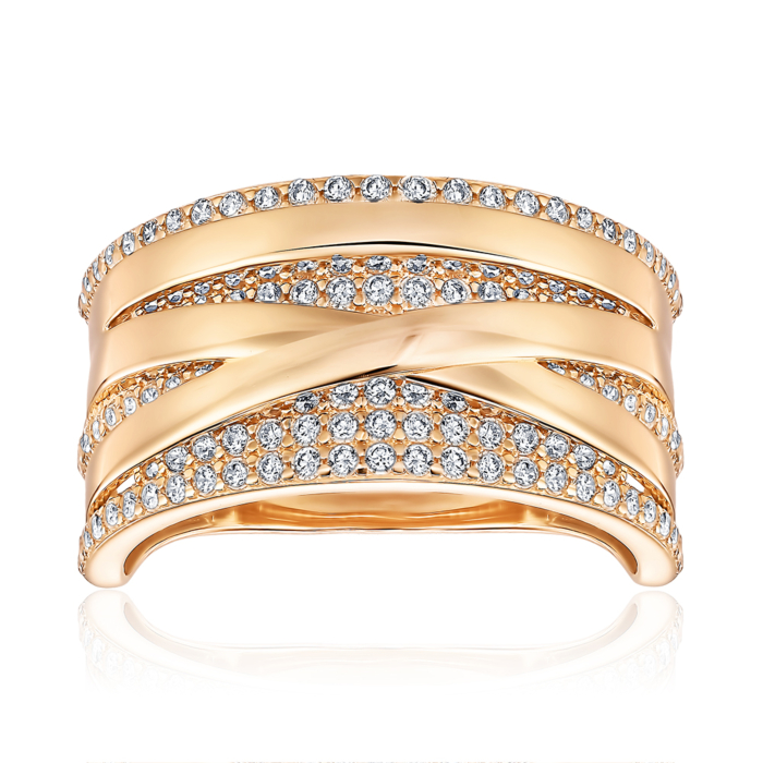 Золота каблучка з фіанітами 13965/01/0/1