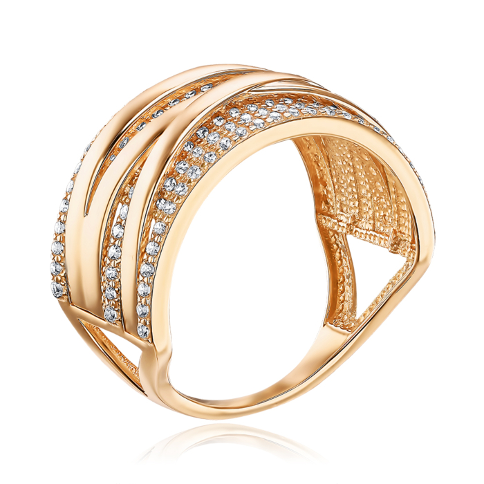 Золотое кольцо с фианитами 13965/01/0/1