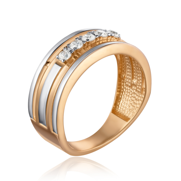 Золотое кольцо с фианитами 13981/01/1/17