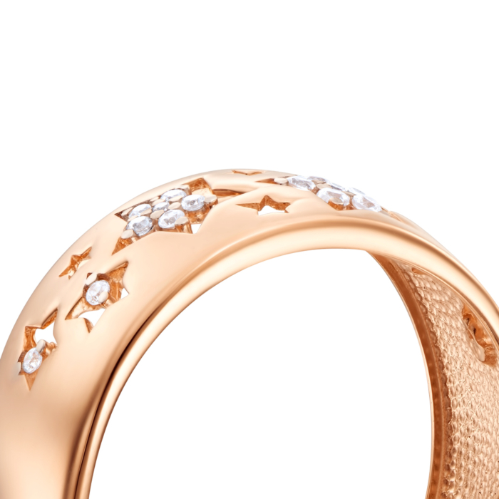 Золота каблучка з фіанітами. Артикул 13985/01/1/1081