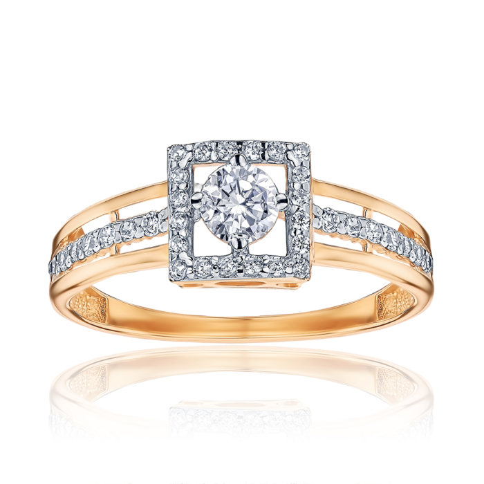 Золотое кольцо с фианитами. Артикул 13988/01/1/3826