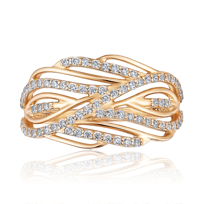 Золота каблучка з фіанітами 13999/01/0/1