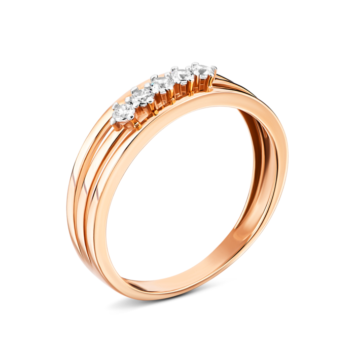 Золота каблучка з фіанітами. Артикул UG5141116
