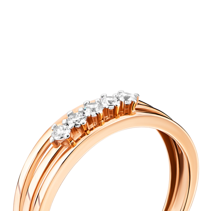 Золота каблучка з фіанітами. Артикул UG5141116