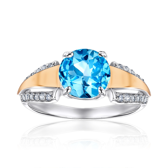 Срібна каблучка з золотими накладками. Артикул 1434/1р-QSWB