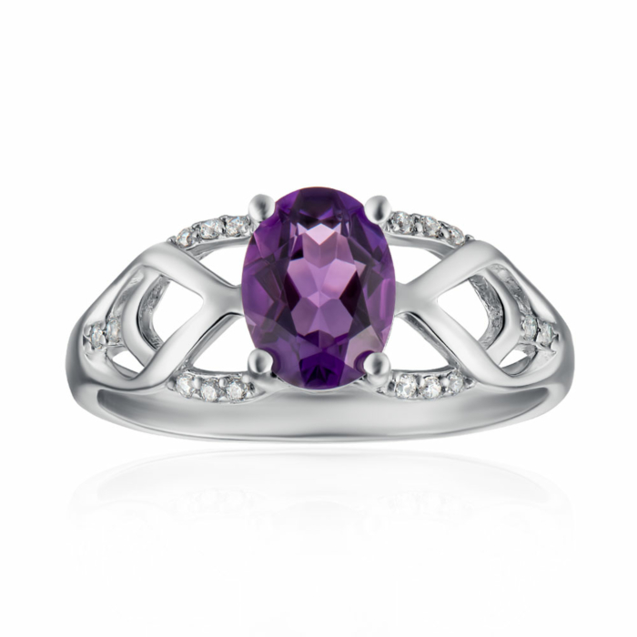 Серебряное кольцо с аметистом. Артикул 1466/1р-AMET