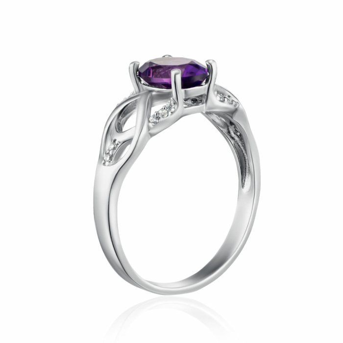 Серебряное кольцо с аметистом. Артикул 1466/1р-AMET